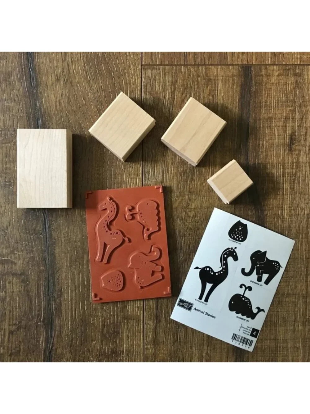 NEW Stampin' Up! Animal Stories 4 Rubber Stamp Set Elephant Owl Whale Giraffe
